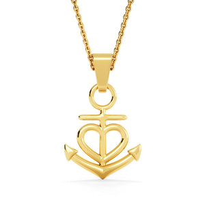 Anchor Pedndant Necklace (Gold/Grey)