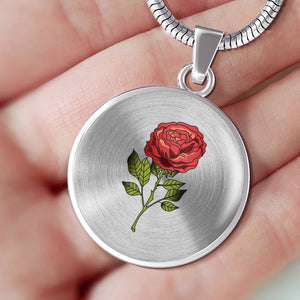 CNL_Sample_Rose_2 Circle Pendant Luxury Snake Chain (Gold/Grey)