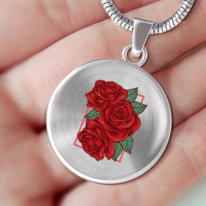 CNL_Sample_Rose Circle Pendant Luxury Snake Chain (Gold/Grey)