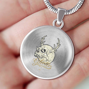 CNL_Sample_Skull_1 Circle Pendant Luxury Snake Chain (Gold/Grey)