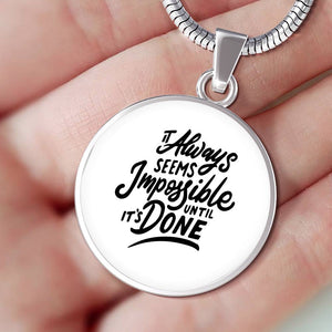CNL-It-Always-Seems-Impossible Circle Pendant Luxury Snake Chain (Gold/Grey)