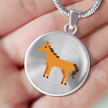 Load image into Gallery viewer, CNL_8BIT_HORSE Circle Pendant Luxury Snake Chain (Gold/Grey)