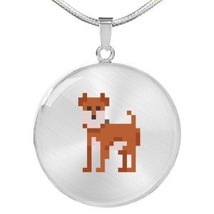 CNL_8BIT_DOG Circle Pendant Luxury Snake Chain (Gold/Grey)