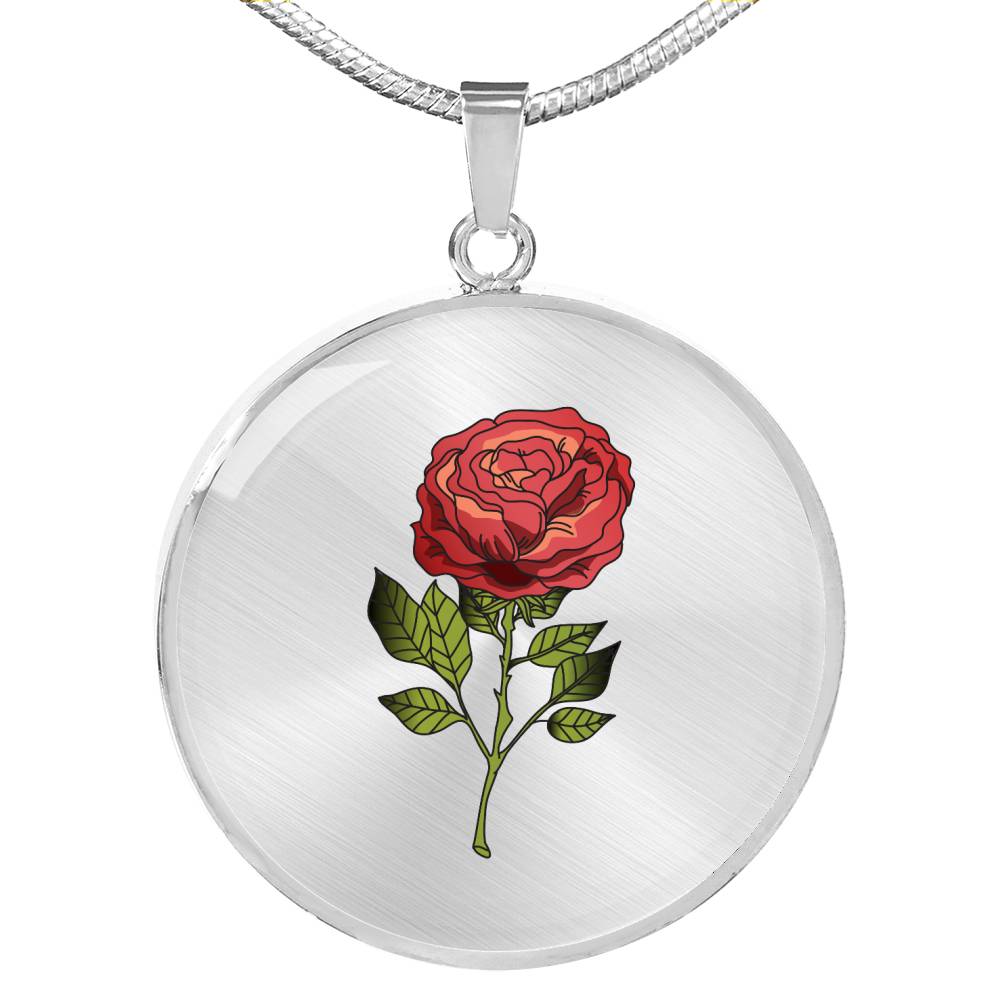 CNL_Sample_Rose_2 Circle Pendant Luxury Snake Chain (Gold/Grey)