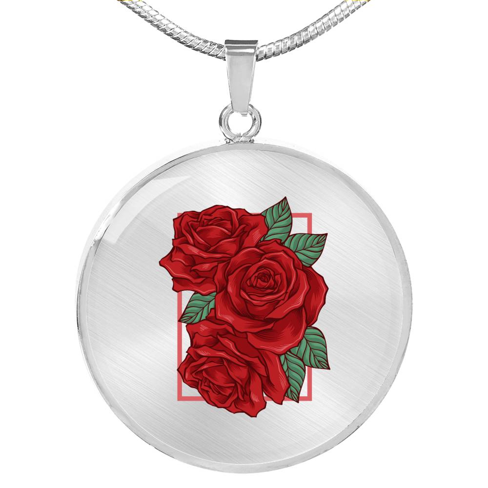 CNL_Sample_Rose Circle Pendant Luxury Snake Chain (Gold/Grey)