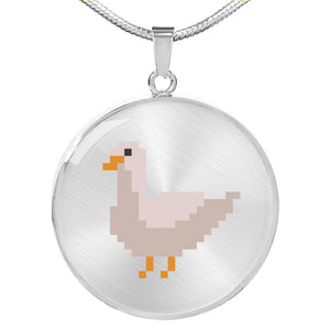CNL_8BIT_DUCK Circle Pendant Luxury Snake Chain (Gold/Grey)