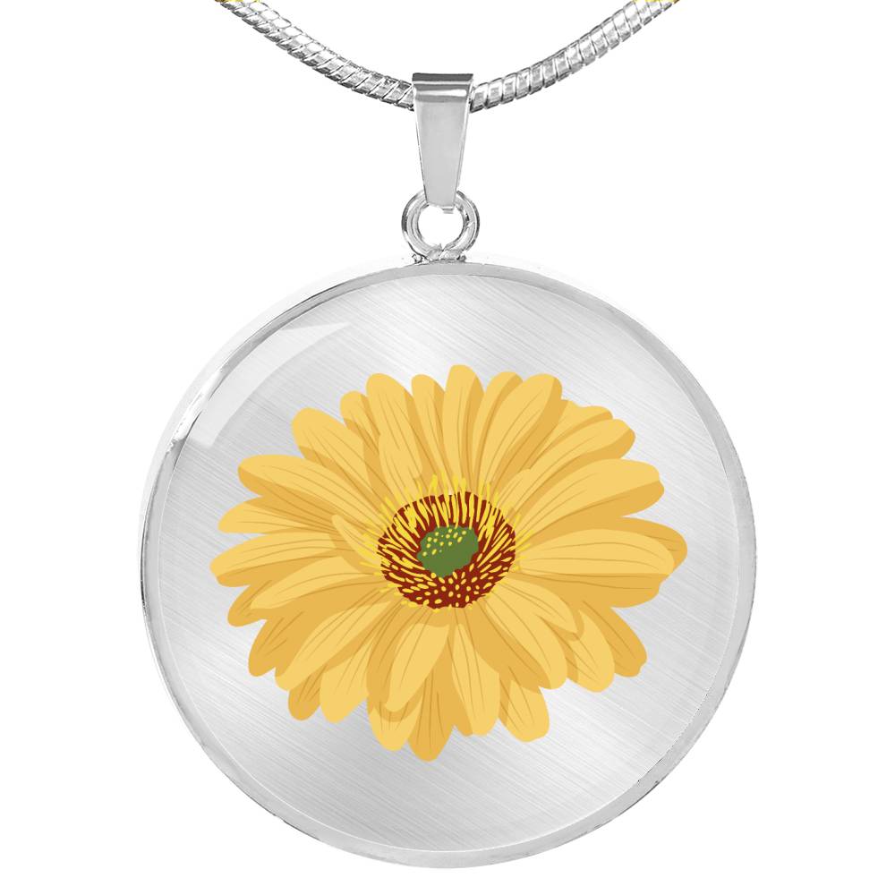 CNL_Sample_FLORAL_1 Circle Pendant Luxury Snake Chain (Gold/Grey)