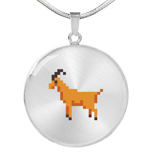 CNL_8BIT_GOAT Circle Pendant Luxury Snake Chain (Gold/Grey)