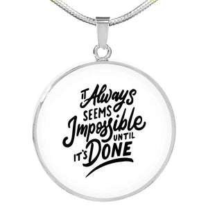 CNL-It-Always-Seems-Impossible Circle Pendant Luxury Snake Chain (Gold/Grey)
