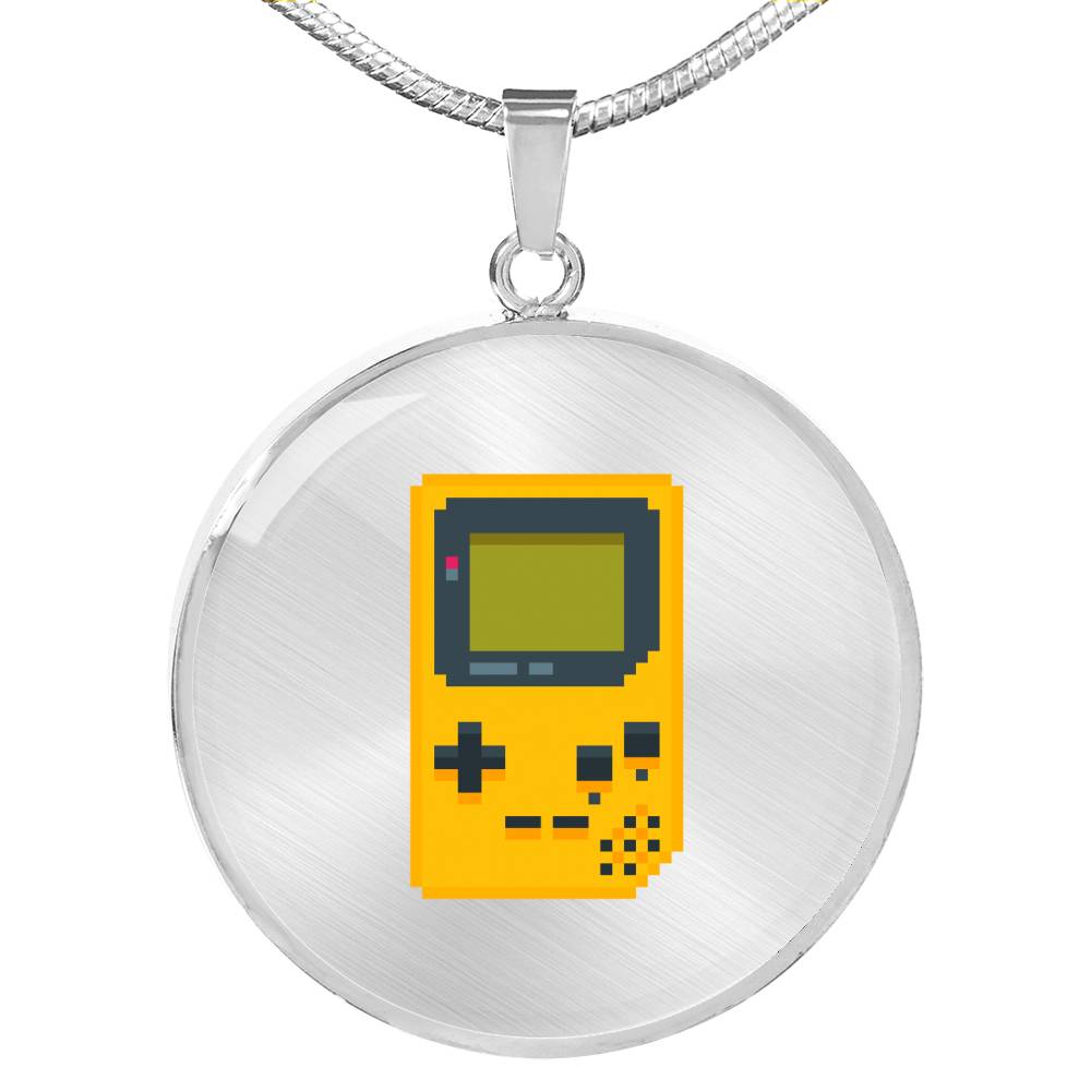 CNL_8BIT_GAME Circle Pendant Luxury Snake Chain (Gold/Grey)