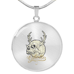 CNL_Sample_Skull_1 Circle Pendant Luxury Snake Chain (Gold/Grey)