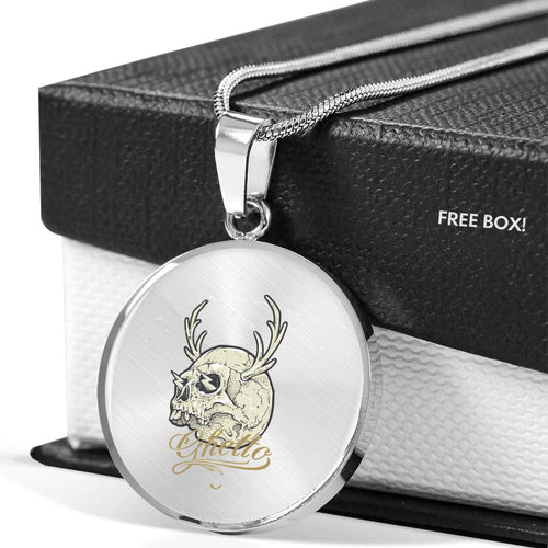 CNL_Sample_Skull_1 Circle Pendant Luxury Snake Chain (Gold/Grey)