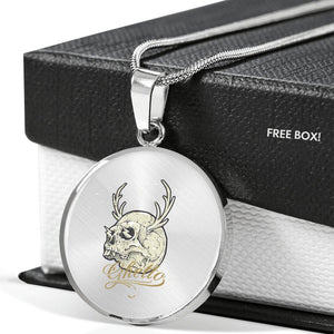 CNL_Sample_Skull_1 Circle Pendant Luxury Snake Chain (Gold/Grey)