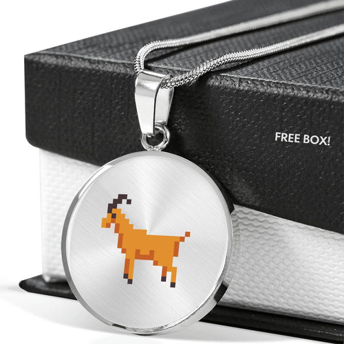 CNL_8BIT_GOAT Circle Pendant Luxury Snake Chain (Gold/Grey)