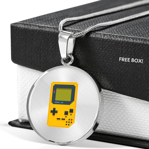 CNL_8BIT_GAME Circle Pendant Luxury Snake Chain (Gold/Grey)