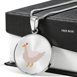 CNL_8BIT_DUCK Circle Pendant Luxury Snake Chain (Gold/Grey)