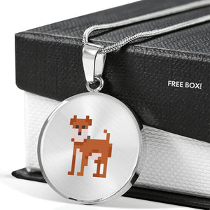 CNL_8BIT_DOG Circle Pendant Luxury Snake Chain (Gold/Grey)