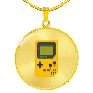 CNL_8BIT_GAME Circle Pendant Luxury Snake Chain (Gold/Grey)