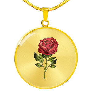CNL_Sample_Rose_2 Circle Pendant Luxury Snake Chain (Gold/Grey)