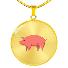 Load image into Gallery viewer, CNL_8BIT_PIG Circle Pendant Luxury Snake Chain (Gold/Grey)