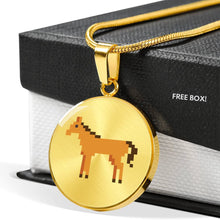 Load image into Gallery viewer, CNL_8BIT_HORSE Circle Pendant Luxury Snake Chain (Gold/Grey)