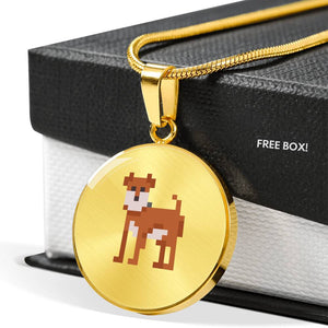 CNL_8BIT_DOG Circle Pendant Luxury Snake Chain (Gold/Grey)